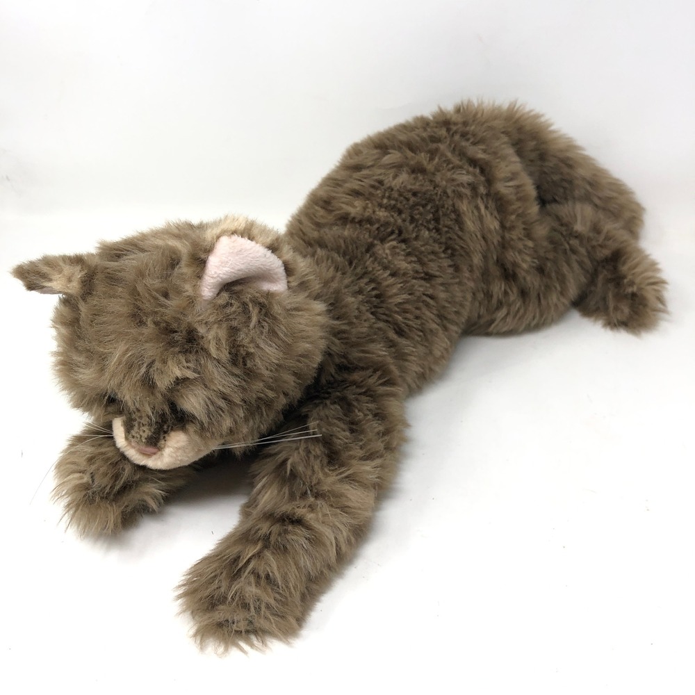 Russ Realistic Cat Plush Sierra Brown Tabby Long Hair Fluffy Laying Down